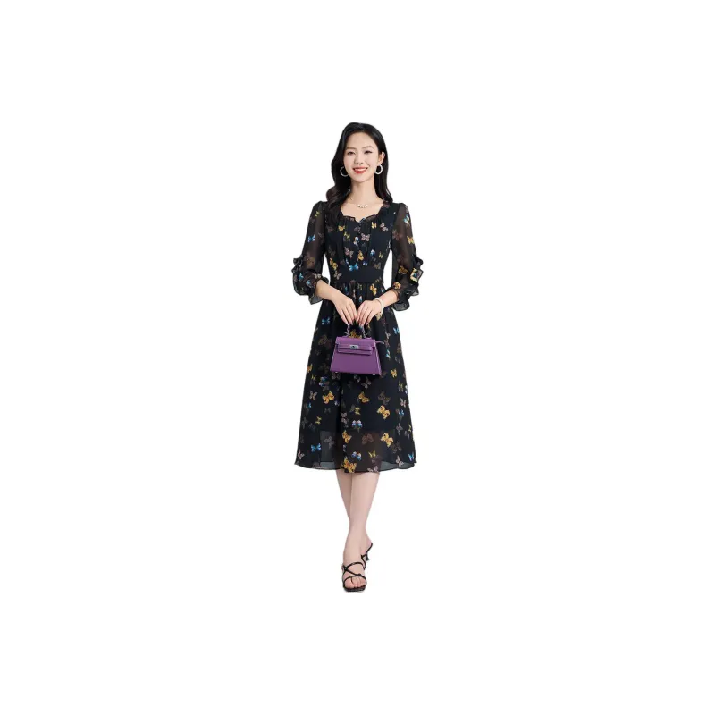 Mylan Short Sleeved Dress Women's Black-0