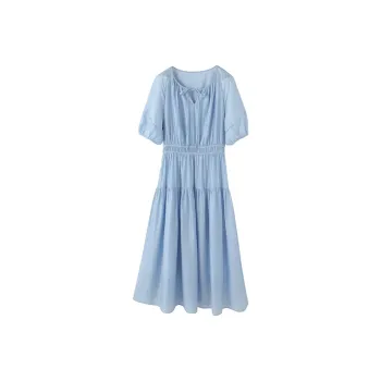 XIANGYING Short Sleeved Dresses Women's Blue