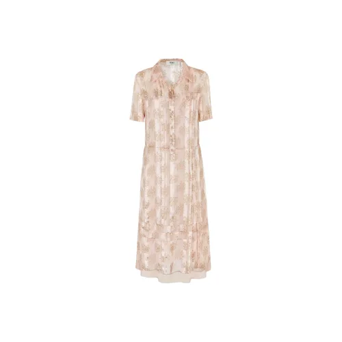 FENDI Short Sleeved Dresses Women's Pink