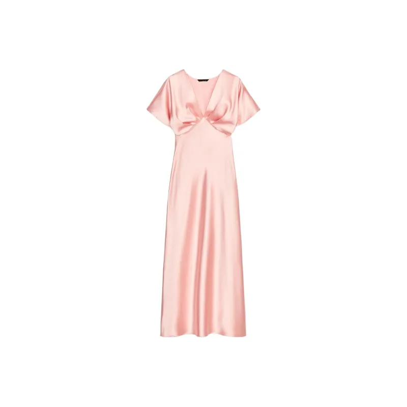 ZARA Short Sleeved Dress Women's Pink-0