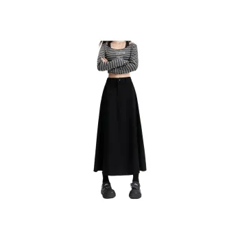 Rose Denim Long Skirts Women's Black