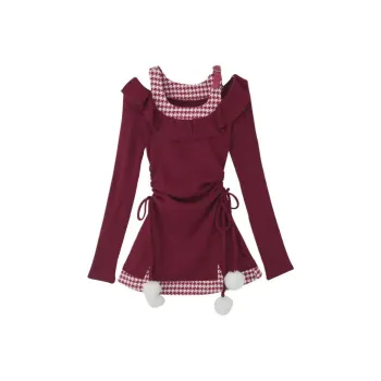 Lookinto Long Sleeved Dresses Women's Red