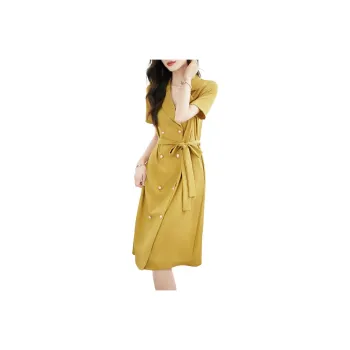 XWI Short Sleeved Dresses Women's Yellow Green