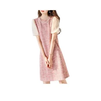 【dme】 Short Sleeved Dresses Women's Antique Pink