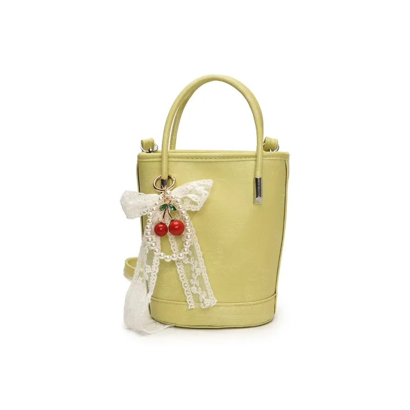 Yalu PU Bucket Bag, One Shoulder Handbag Unisex White/Black/Khaki/Green/Pink/Yellow-41