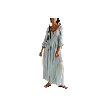 FREE PEOPLE Dixie Maxi Long-Sleeved Dresses Women's Skylight/Window