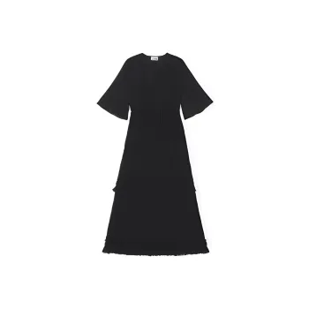 GANNI Pleated Georgette Maxi Dress
