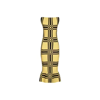 MARNI Maxi Check Viscose Sheath Dress 'Maize'