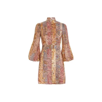 Zimmermann Paisley Print Belted A line Dress