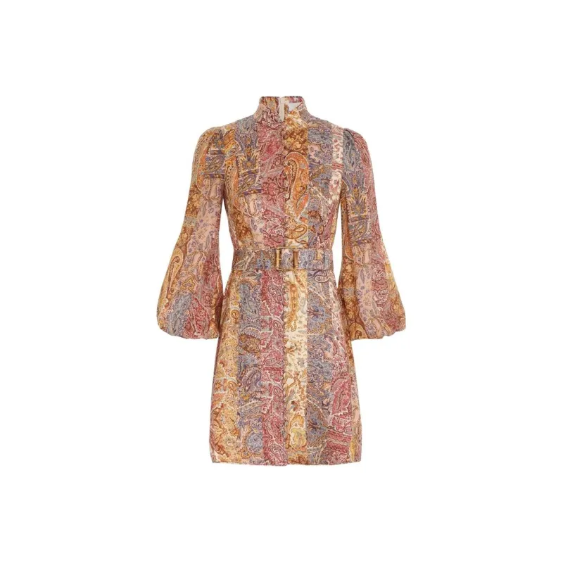Zimmermann Paisley Print Belted A line Dress-0