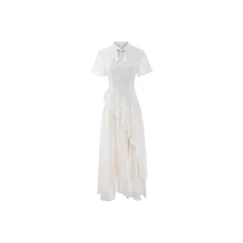 SYEEE WITH U Short Sleeved Dress Women's Apricot