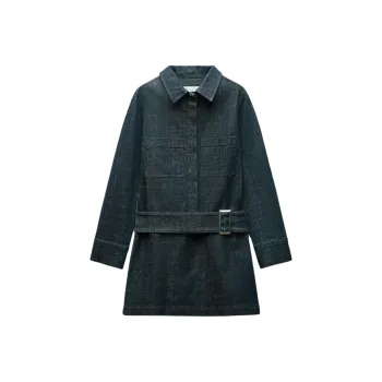 ZARA ZW Series Long Sleeved Dress Women's Dark Blue