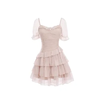 Blovelan Short Sleeved Dress Women's Shimmering Glitter