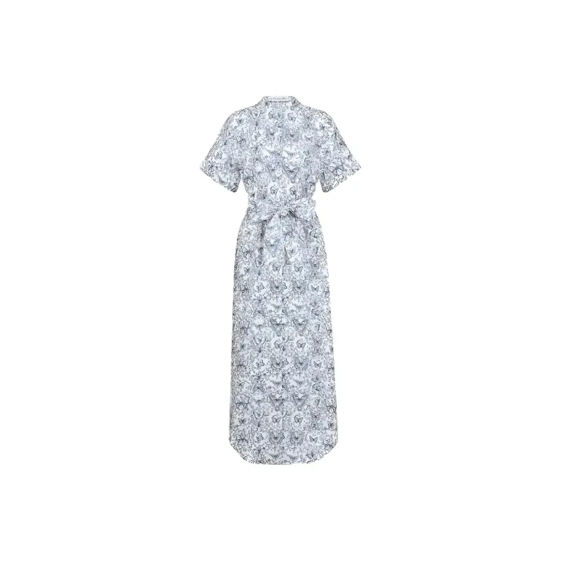 DIOR Short Sleeved Dress Women's Blue-0