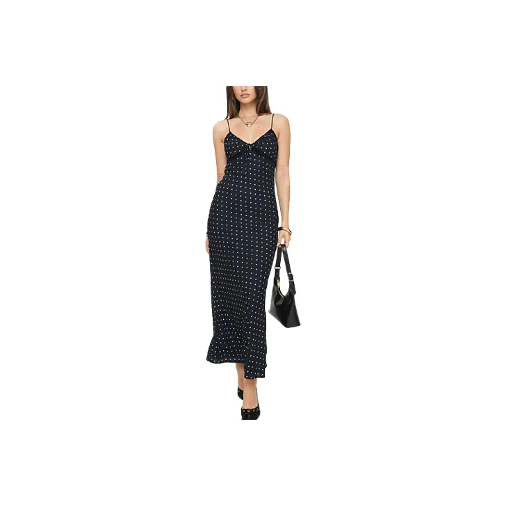 PRINCESS POLLY EMILY MAXI DRESS POLKA DOT Slip Dresses Women's Black-0