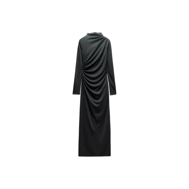 ZARA Trf Long-Sleeved Dresses Women's Dark Green-0