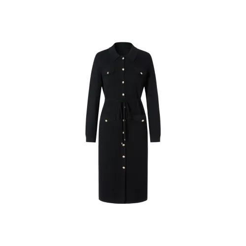 JZ Juzui Long Sleeved Dresses Women's Plain Black