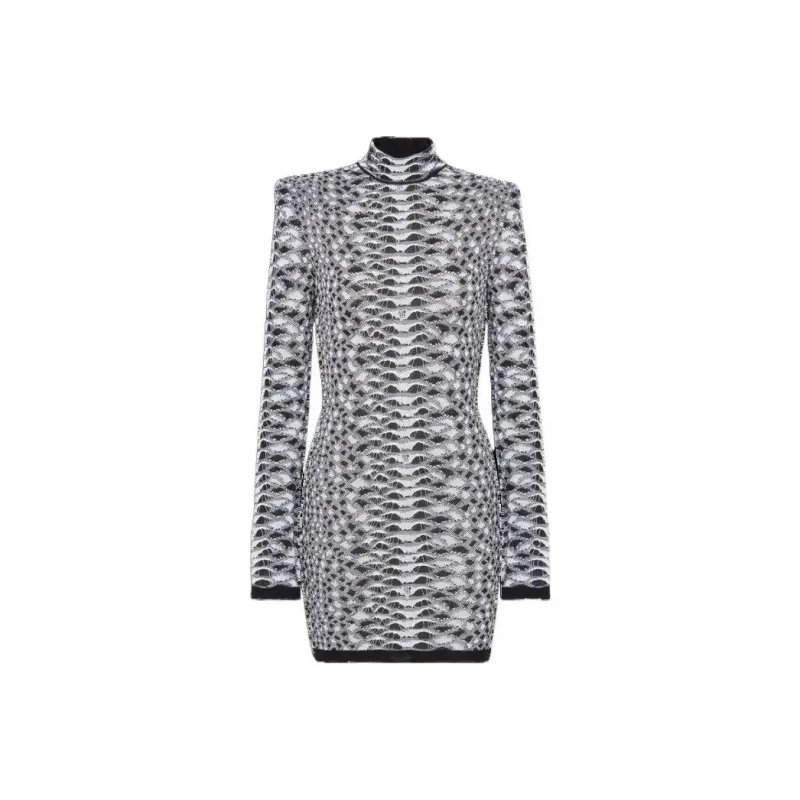 BALMAIN Python jacquard Knitted Minidress-0