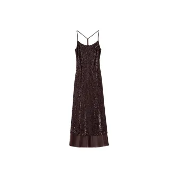 Roselingling Slip Dresses Women's Cold-Pressed Brown