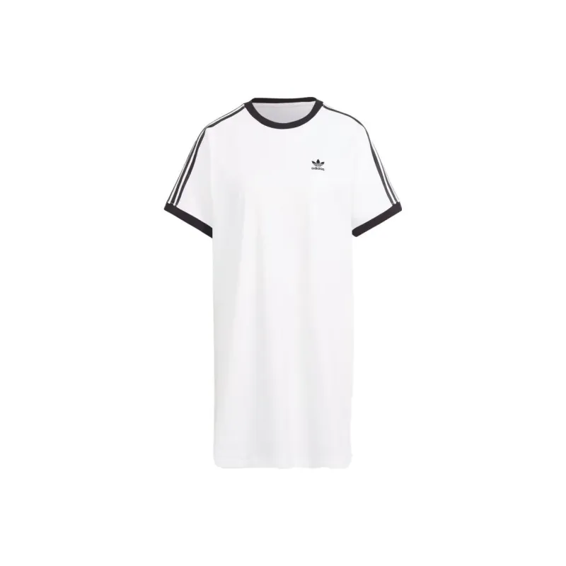 Adidas Originals 3 Stripes Raglan Dress Short Sleeved Dresses Women's White-0
