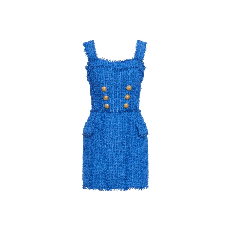BALMAIN Sleeveless Dresses Women's Blue-0