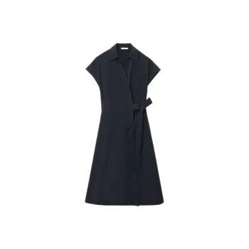 OVV Short Sleeved Dresses Women's Navy Blue Solid Color 08