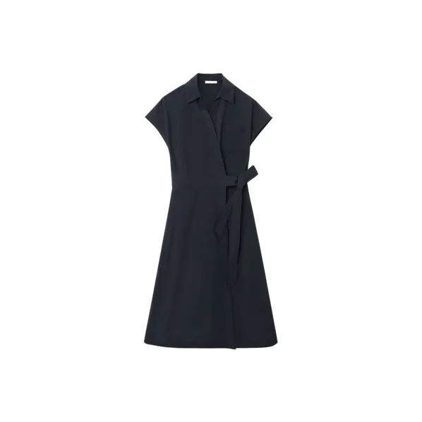 OVV Short Sleeved Dresses Women's Navy Blue Solid Color 08-0