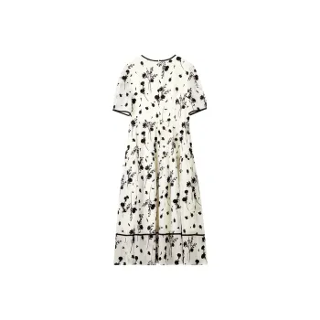 SENTUBILA Short Sleeved Dresses Women's Apricot & Black