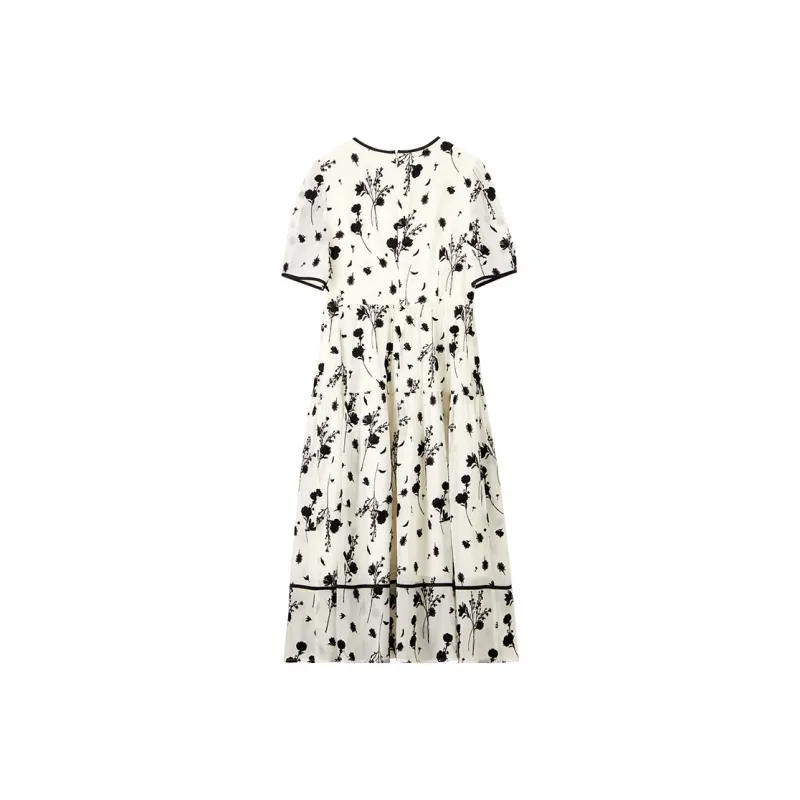 SENTUBILA Short Sleeved Dresses Women's Apricot & Black-0