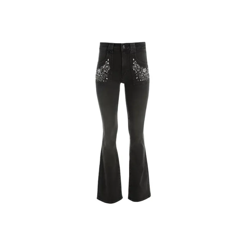 GUESS Rayna Embellished Baby Bootcut Jeans Jeans Women's Black-0