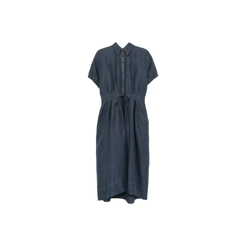 Brunello Cucinelli Bow Detailed Denim Dress-0