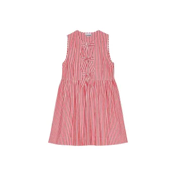 GANNI Striped Bow Detailed Mini Dress