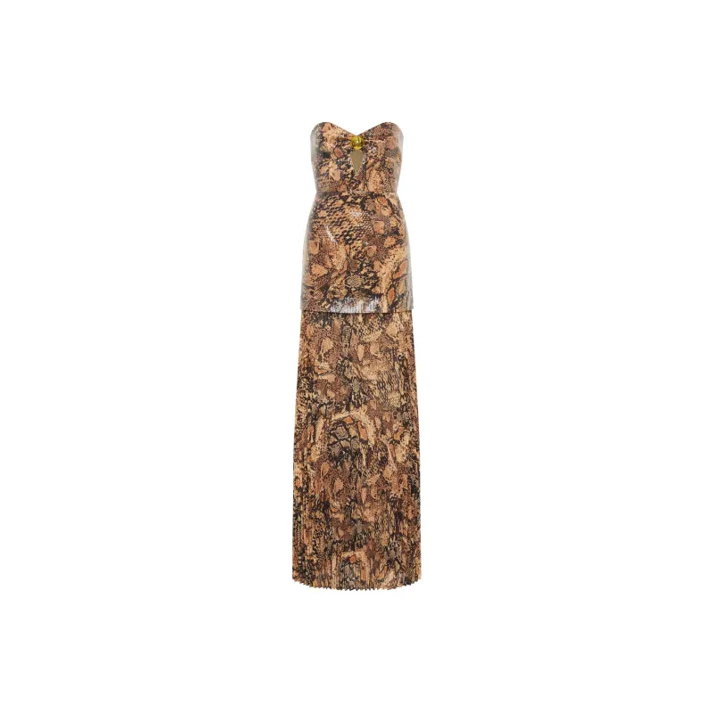 Rebecca Vallance Bellis Snakeskin print Strapless Gown-0