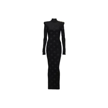 BALMAIN Gingham Bouclé Maxi Dress