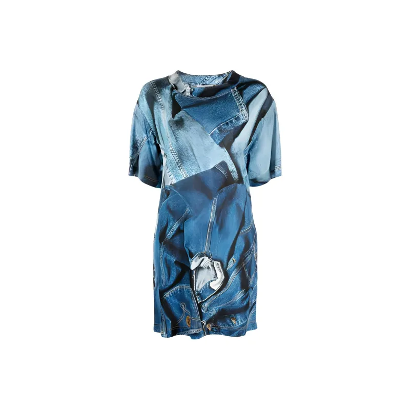 MOSCHINO Short Sleeved Dresses Women's Blue-0
