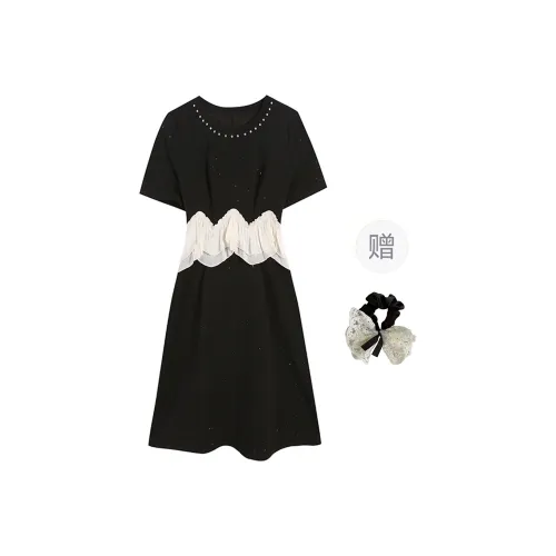 PAVEA Short Sleeved Leather Women's Black+Hair Tie Comes With