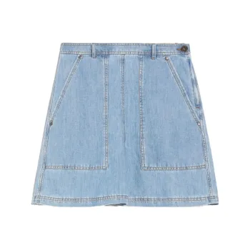 WEEKEND MaxMara Elica Collection Cotton And Linen Denim Jeans Casual Shorts Women's Blue