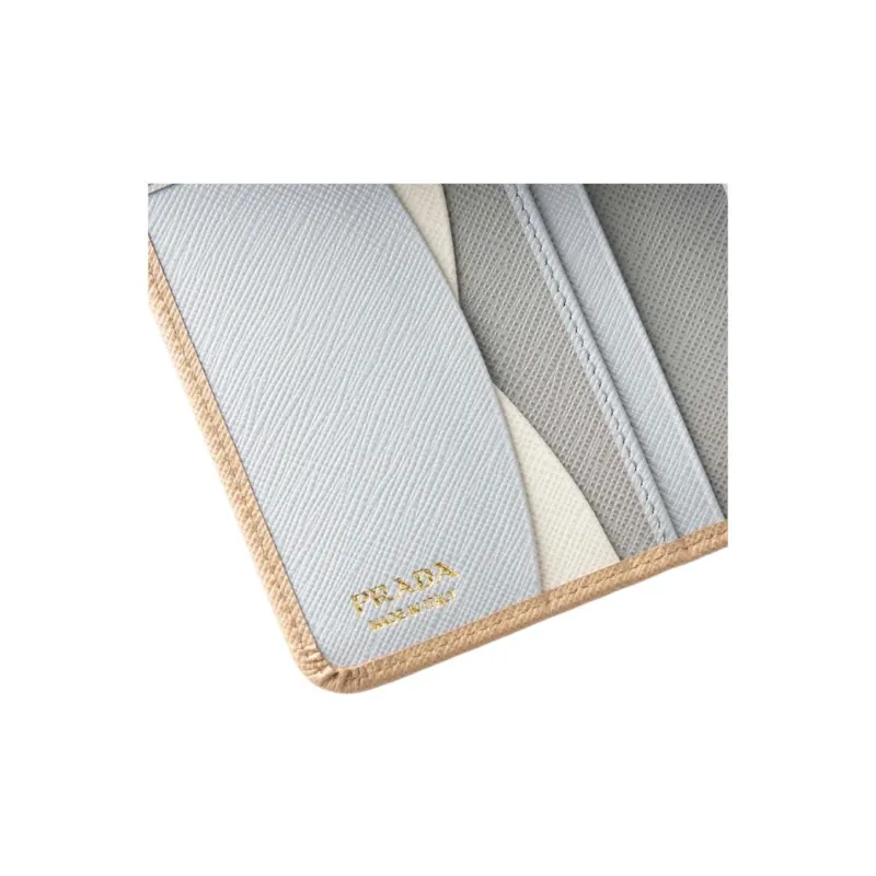 PRADA Saffiano Leather Wallet Women's Beige & Gray-5