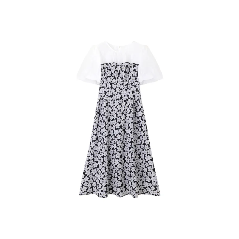 NAWAIN Short Sleeved Dresses Women's Black With Print-0