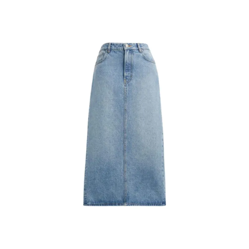 COACH FW23 Denim Long Skirt Women's Blue-0