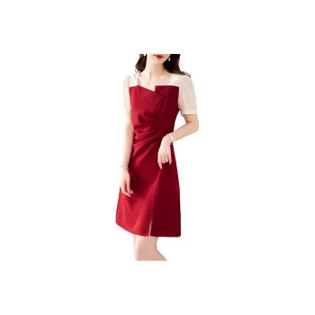 Still Quiet Short Sleeved Dress Women's Red