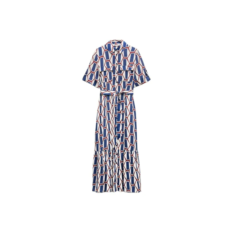 ZARA Short-Sleeved Dresses Women's Multicolor-0
