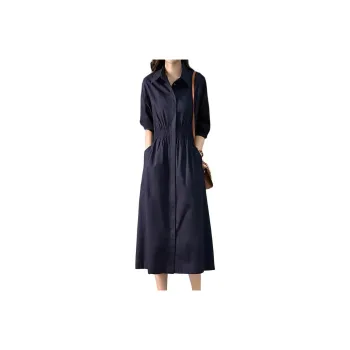 Mapping Short-Sleeved Dresses Women's Navy Blue