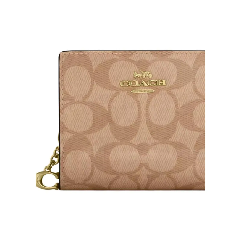 COACH Snap Wallet Canvas Wallet Mini Women's Brown-2