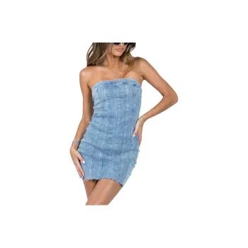 PRINCESS POLLY HOUSER MINI DRESS Sleeveless Dress Women's DENIM/Denim