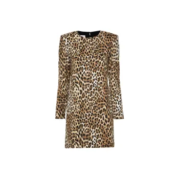 MOSCHINO Leopard Print Long Sleeve Dress