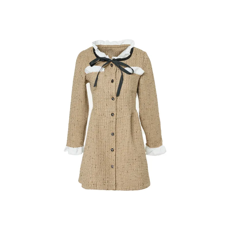 BEAUTIFUL CONFESSION Long Sleeved Dresses Women's Khaki-0