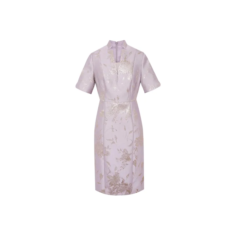 BBLLUUEE Short Sleeved Dress Women's Mist Purple-0