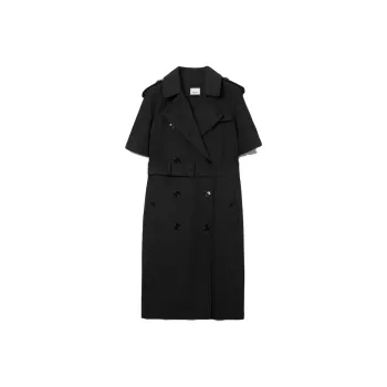 Burberry Double Breasted Short Sleeved Belted Trench Coat