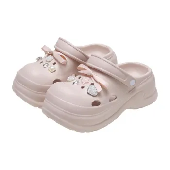 MINISO Summer High Heel Platform Women's Squashy And Bouncy Feeling Cartoon Cute Closed Toe Slippers